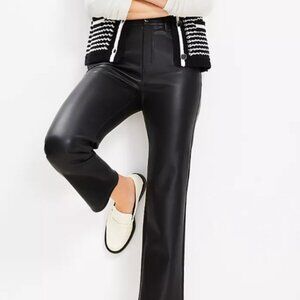 Faux Leather Black LOFT Five Pocket Straight Trouser Pants XS NWOT
